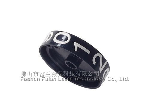 Black plastic parts laser marking white color