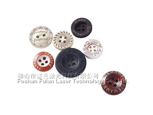 Clothing buttons laser lettering